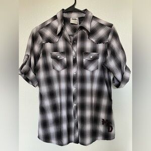 Classic Black and White Plaid Men's Shirt